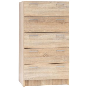 Lorenzo Chest of 5-Drawer Tallboy Storage Cabinet - Light Sonoma Oak