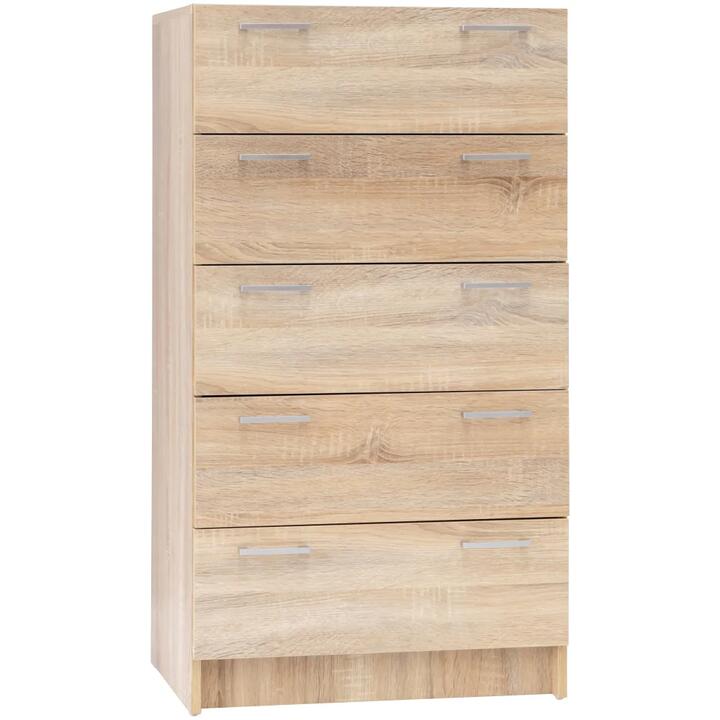 Lorenzo Chest of 5-Drawer Tallboy Storage Cabinet - Light Sonoma Oak
