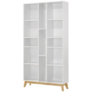 Lori 5-Tier Tall Open Multi Shelves Bookcase Display Cabinet White/Oak