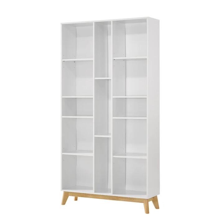 Lori 5-Tier Tall Open Multi Shelves Bookcase Display Cabinet White/Oak