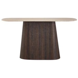 Louie Artificial Marble Wooden Laminated Hallway Console Hall Table Travertine