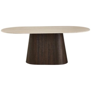 Louie Artificial Marble Wooden Laminated Kitchen Dining Table 200cm Travertine