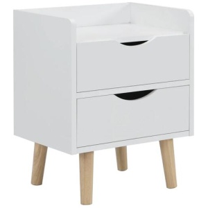 Lovro Modern Nightstand Bedside Table W/ 2-Drawers - White/Oak