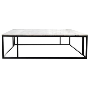 Lowell Rectangular Marble Modern Coffee Table Metal Frame 140cm - White