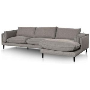 Lucio 4 Seater Right Chaise Fabric Sofa - Graphite Grey by Interior Secrets - AfterPay Available