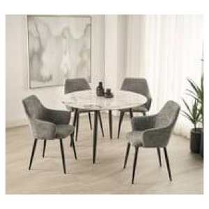 Lumi 4 Seater White Round Dining Table Marble