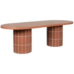 Lutetia 2.4m Concrete Oval Dining Table - Terracotta by Interior Secrets - AfterPay Available