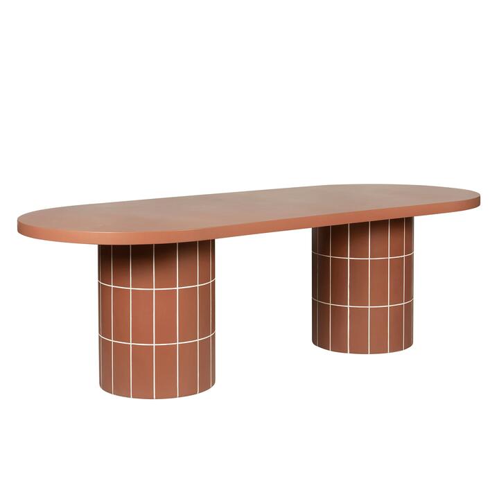 Lutetia 2.4m Concrete Oval Dining Table - Terracotta by Interior Secrets - AfterPay Available