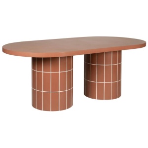 Lutetia 2m Concrete Oval Dining Table- - Terracotta by Interior Secrets - AfterPay Available