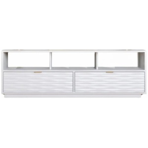 Luther Wooden Open Shelves Lowline Entertainment Unit TV Stand W/ 2-Drawers White