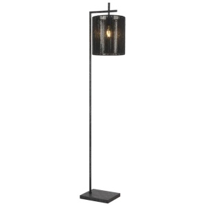 Lyndra Contemporary Standing Floor Lamp Light Foot Switch Metal Natural Fiber Gun Metal Black Patina