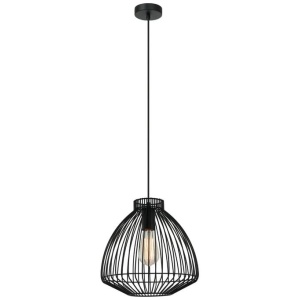 MANU Pendant Lamp Light Interior ES OD300mm H285mm Black Cone (Concave) Wire Cage