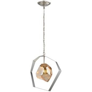METEORA Pendant Lamp Light Interior ES Silvered Glass Meteor with Stainless Steel Orbit OD450mm