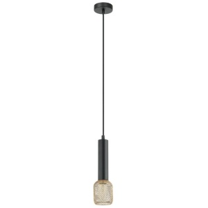 MIKRO Pendant Lamp Light Interior SES OD75mm H250mm Cylinder Matte Black with Brass Mesh