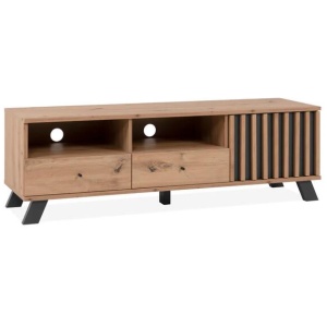 Mabel Lowline Entertainment Unit TV Stand 1-Door 2-Drawers Oak