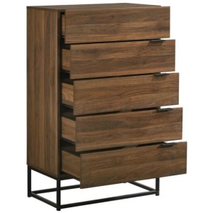 Malachi Chest Of 5-Drawers Tallboy Storage Cabinet - Walnut
