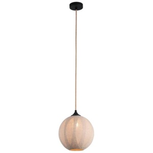 Malena Modern Glass Fabric Round Shape Shade Hanging Pendant Light Lamp Black/Linen