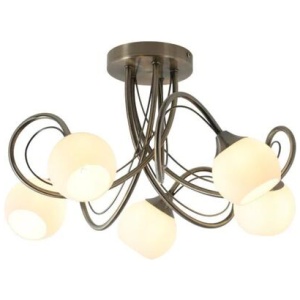 Malini 5 Lights Modern Elegant Pendant Lamp Ceiling Light - Antique Brass