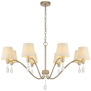 Malvern Vintage Pendant Hanging Lamp Light Metal Crystal Fabric Antique Silver Satin