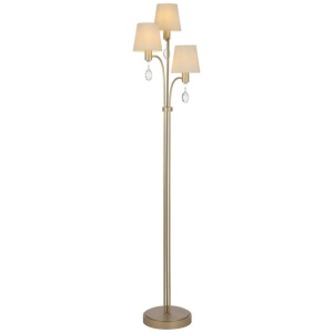 Malvern Vintage Standing Floor Lamp Light Metal Crystal Fabric Antique Silver Satin