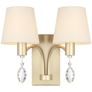 Malvern Vintage Wall Lamp Light Metal Crystal Fabric Antique Silver Satin