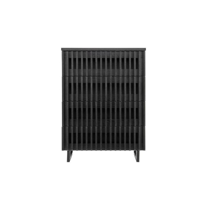 Manila Modern Slotted Design Chest of 4-Drawers Tallboy Storage Cabinet - Black