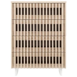 Manila Modern Slotted Design Chest of 4-Drawers Tallboy Storage Cabinet - Natural