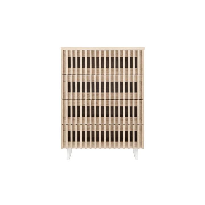 Manila Modern Slotted Design Chest of 4-Drawers Tallboy Storage Cabinet - Natural