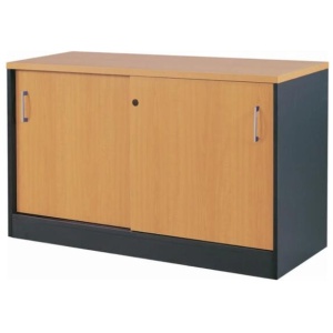 Mantone Credenza Sideboard Office Storage Cabinet - 120cm - Select Beech/Ironstone
