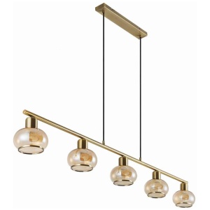 Marbell Contemporary Pendant Hanging Lamp Light Metal Glass Antique Brass Amber Gloss
