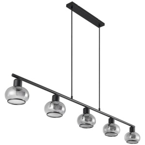 Marbell Contemporary Pendant Hanging Lamp Light Metal Glass Black Smoke Matte