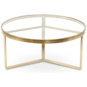 Marcelo 90cm Round Glass Coffee Table - Brushed Gold Base by Interior Secrets - AfterPay Available