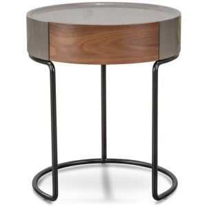Marcos Scandinavian Round Side Table - Walnut by Interior Secrets - AfterPay Available