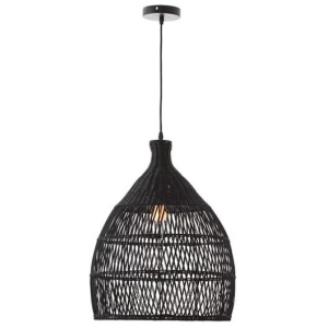 Marie Rattan Modern Elegant Pendant Lamp Ceiling Light - Black