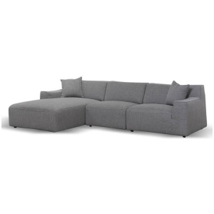Marlin 3 Seater Left Chaise Fabric Sofa - Noble Grey by Interior Secrets - AfterPay Available