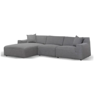 Marlin 3 Seater Left Chaise Fabric Sofa - Noble Grey by Interior Secrets - AfterPay Available