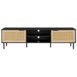 Marrakesh Lowline Entertainment Unit TV Stand Storage Cabinet 180cm - Black/Natural