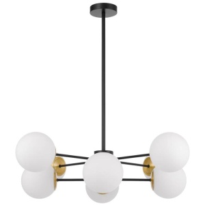 Marsten Contemporary Pendant Hanging Lamp Light Glass Metal Black Opal Matt