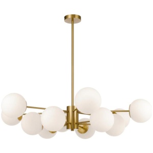 Marsten Contemporary Pendant Hanging Lamp Light Metal Glass Antique Gold Opal Matt