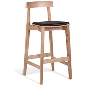 Masa Ito Oriental Bar Stool 75cm - Natural Frame - Brown Cushion Seat