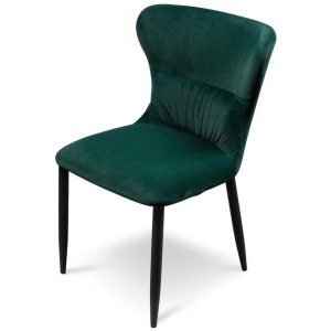 Mavis Dining Chair - Dark Green Velvet in Black Legs - Last One by Interior Secrets - AfterPay Available