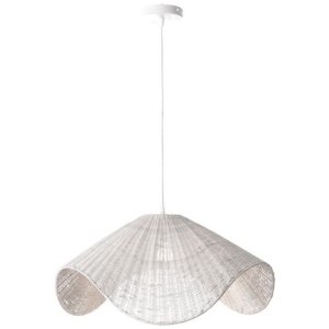 McLean Rattan Modern Elegant Pendant Lamp Ceiling Light - White