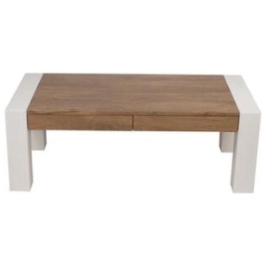 Megan Rectangular Wooden Coffee Table - Antique Oak / High Gloss White