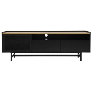 Mesh Lowline TV Stand Entertainment Unit Storage Cabinet 150cm - Black/Natural
