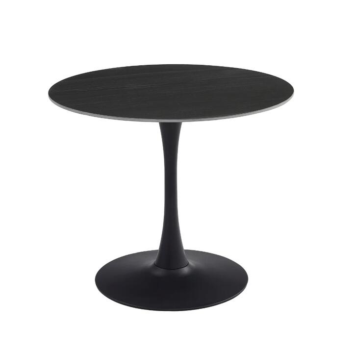 Mignon Modern Medium Round Look Ceramic Kitchen Dining Table 90cm Black Sand