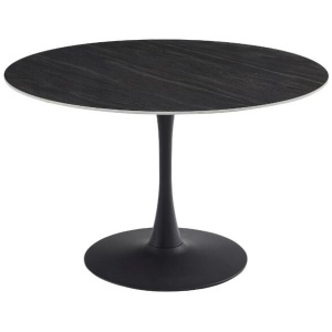 Mignon Modern Round Look Ceramic Kitchen Dining Table 120cm Black Sand