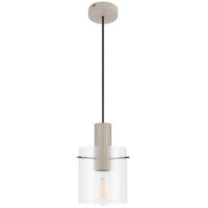Mika Modern Pendant Hanging Lamp Light Metal Glass Grey Clear Satin