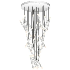 Milazo Contemporary Pendant Hanging Lamp Light Metal Acrylic Chrome Gloss