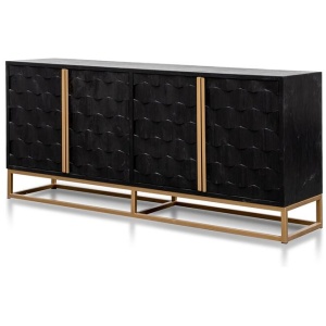 Mildred 1.78m Sideboard - Black ELM Wood with Gold Handle by Interior Secrets - AfterPay Available