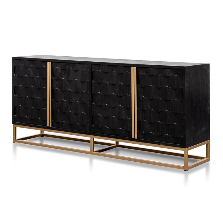 Mildred 1.78m Sideboard - Black ELM Wood with Gold Handle by Interior Secrets - AfterPay Available